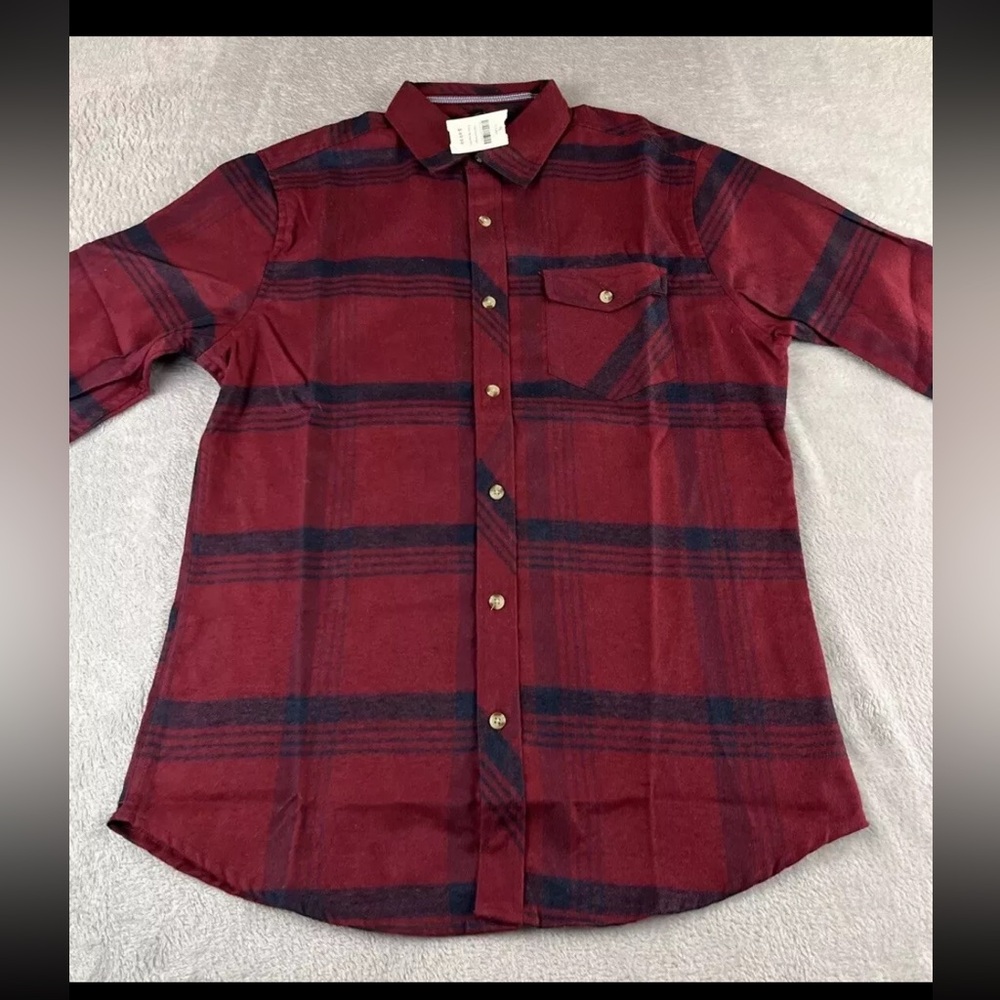 Smash mens long sleeve burgundy button up shirt size small